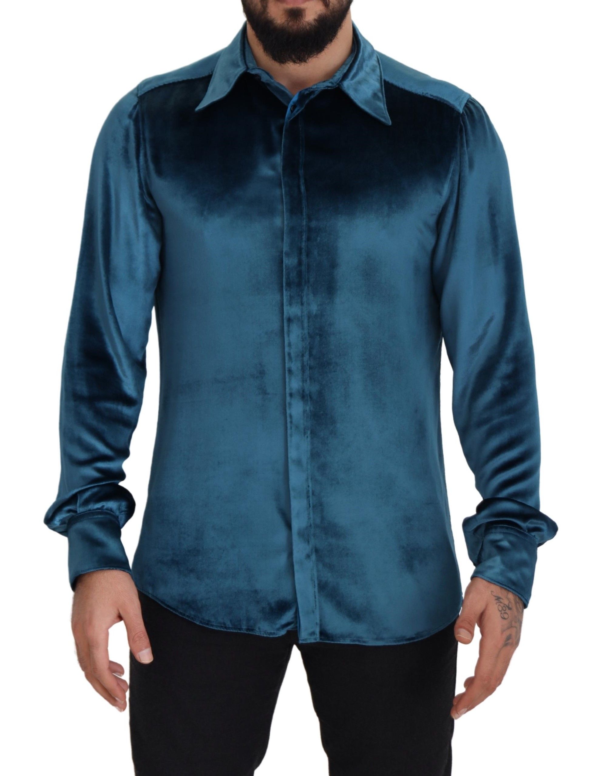 

Элегантная синяя рубашка Martini Slim Fit Casual Dolce & Gabbana