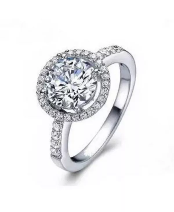 

Кольцо Halo с круглым кубическим цирконием Hollywood Sensation, silver