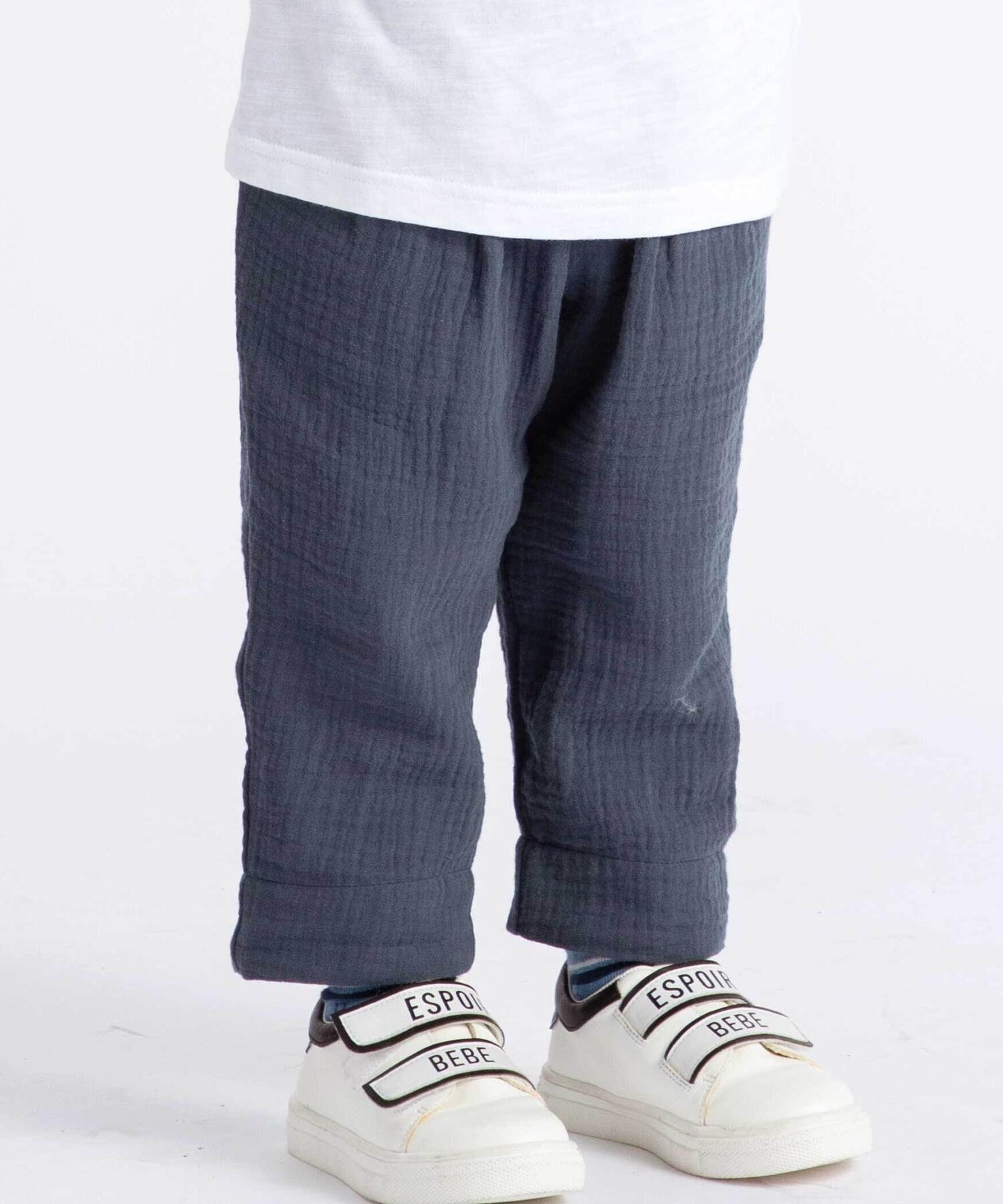 Длинные брюки из хлопчатобумажной марли с полосатым низом (80–100 см) BeBe, Navy