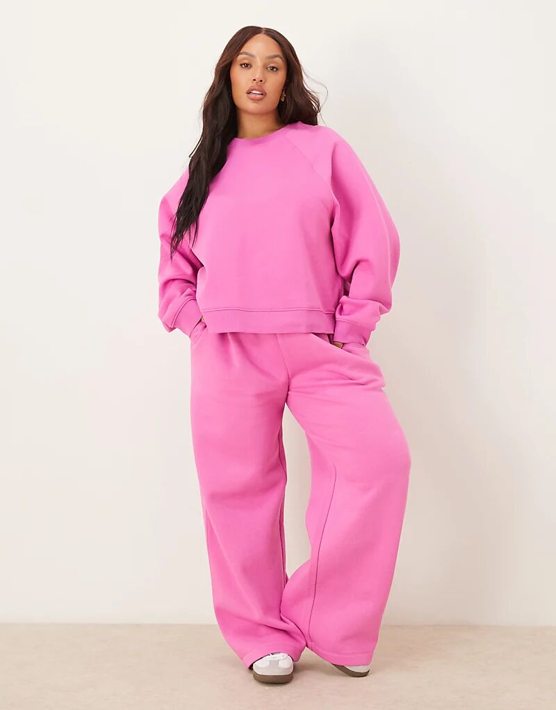 

Широкие брюки-джоггеры ASOS DESIGN Curve с защипом сзади, розового цвета Asos Curve