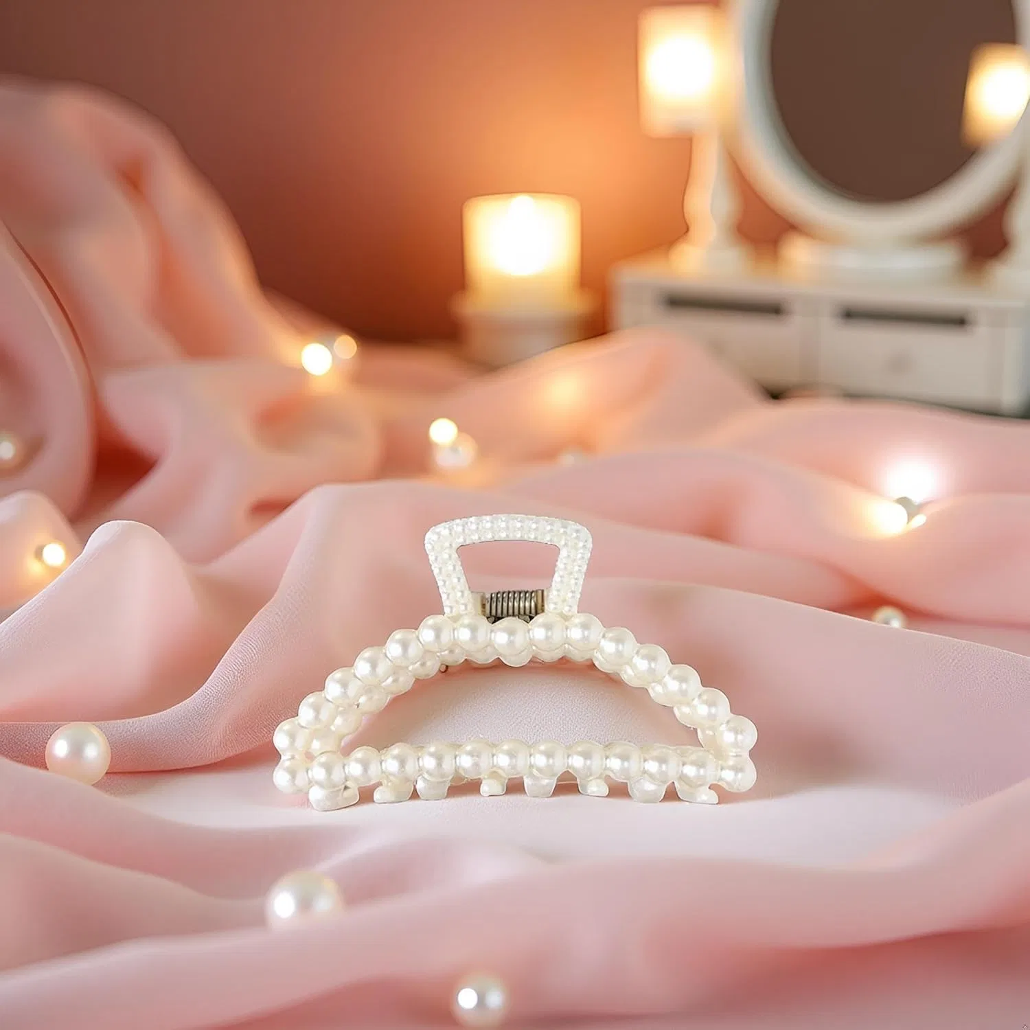 Большая белая заколка-краб для густых волос с искусственным жемчугом Wpppan — фото 2