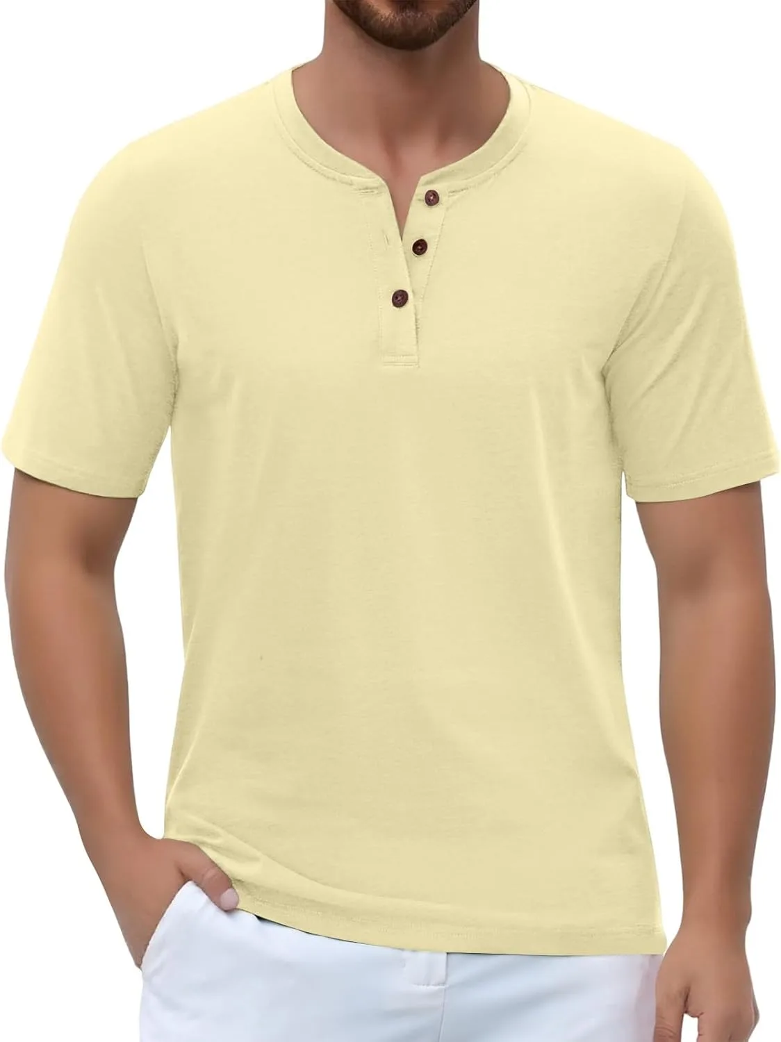 

Футболка мужская Henley с коротким рукавом и V-образным вырезом, легкая, S-2XL RTRDE