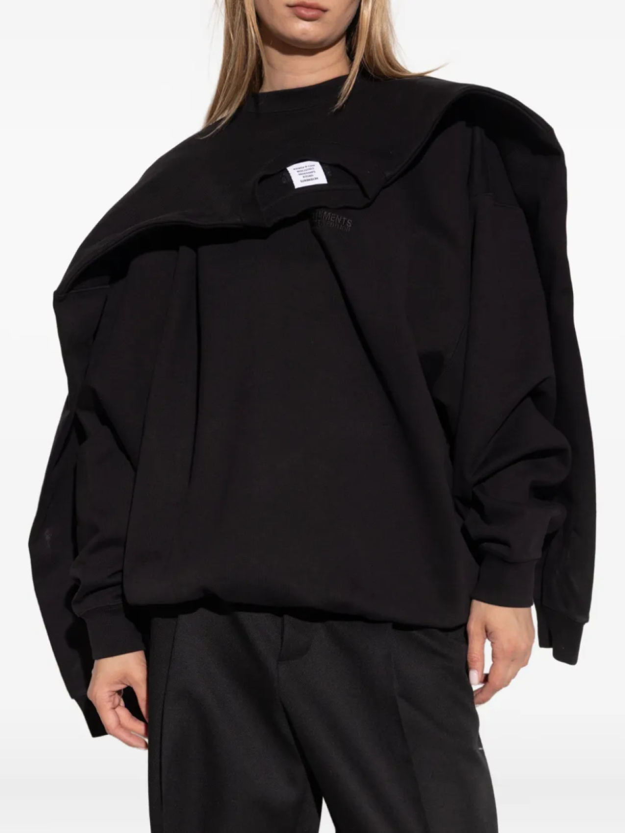 Многослойная хлопковая толстовка VETEMENTS, черный — фото 3