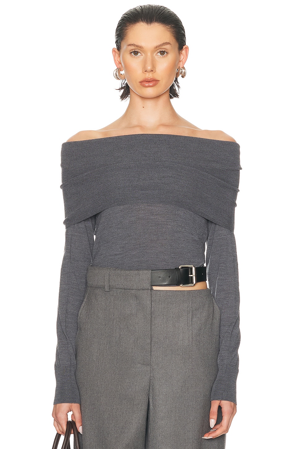 

Шерстяной джемпер с открытыми плечами Stella Mccartney, Dark Grey Melange