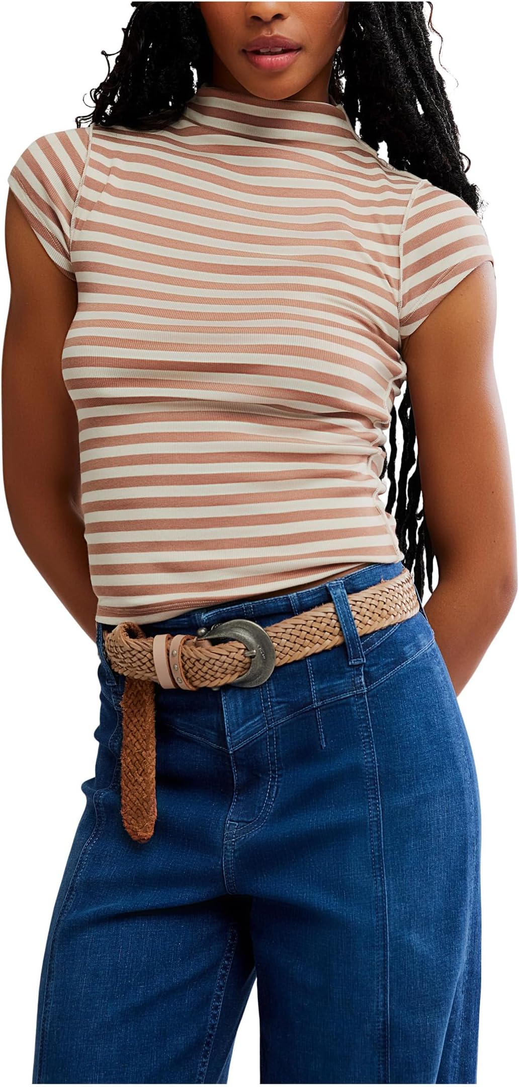 

Футболка Free People We The Free Lola Striped Tee, цвет Otter Combo