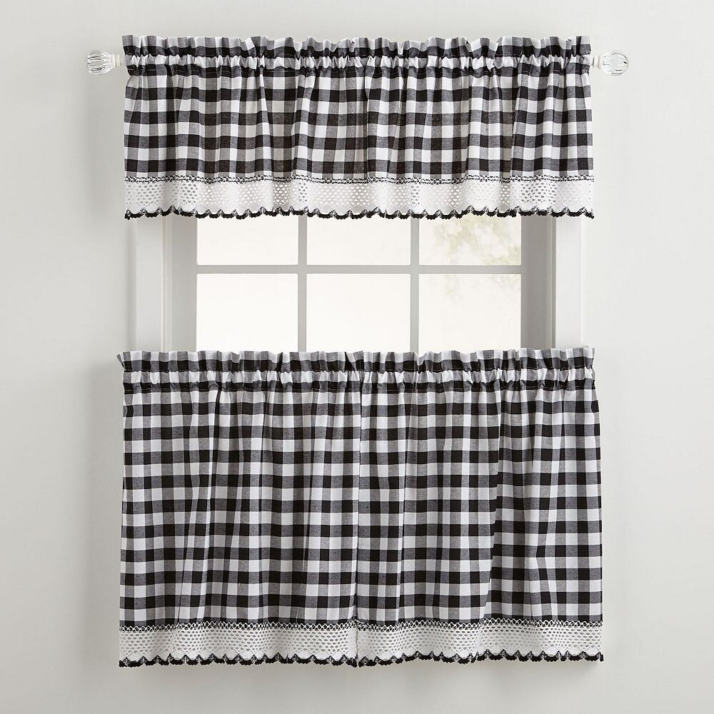 

Комплект штор Brylanehome в клетку Buffalo Check, балдахин в комплект не входит BrylaneHome, цвет Black White
