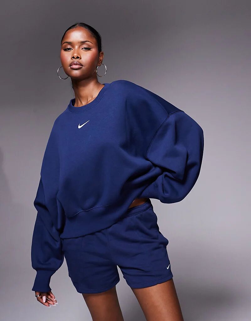 

Толстовка Nike Phoenix Fleece oversize темно-синего цвета