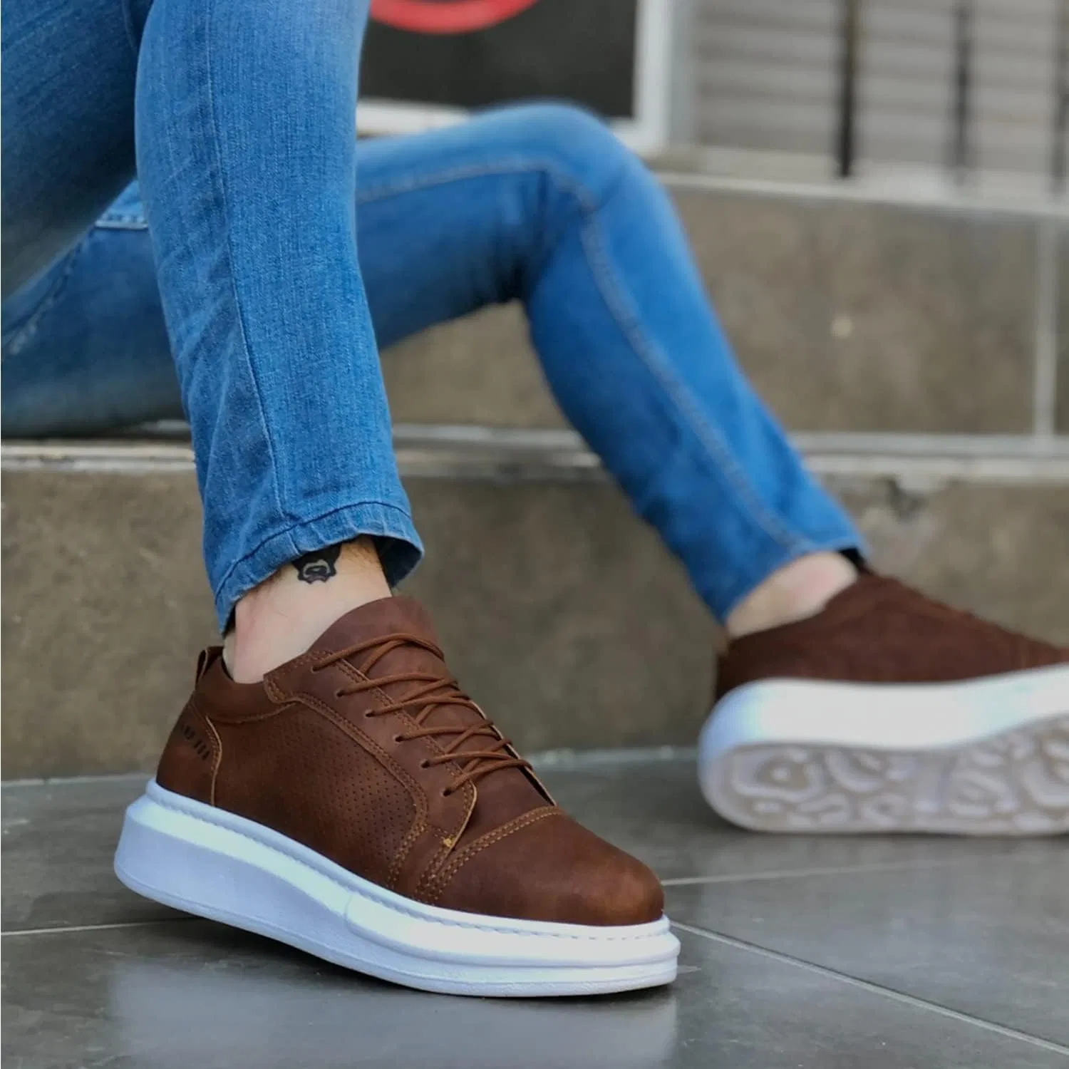 Мужские кожаные кроссовки Solaress 548, модная спортивная обувь solaress seyahat aksesuarları, Brown — фото 2