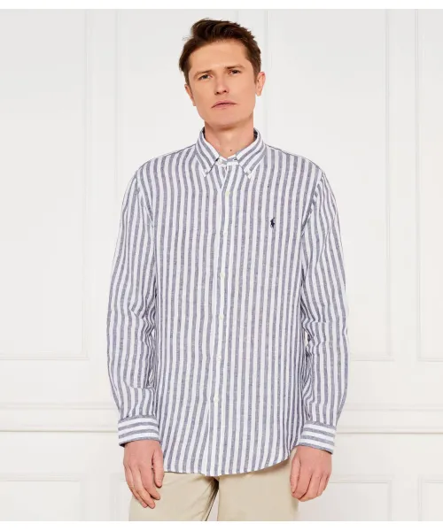 

Льняная рубашка Custom fit Polo Ralph Lauren, синий