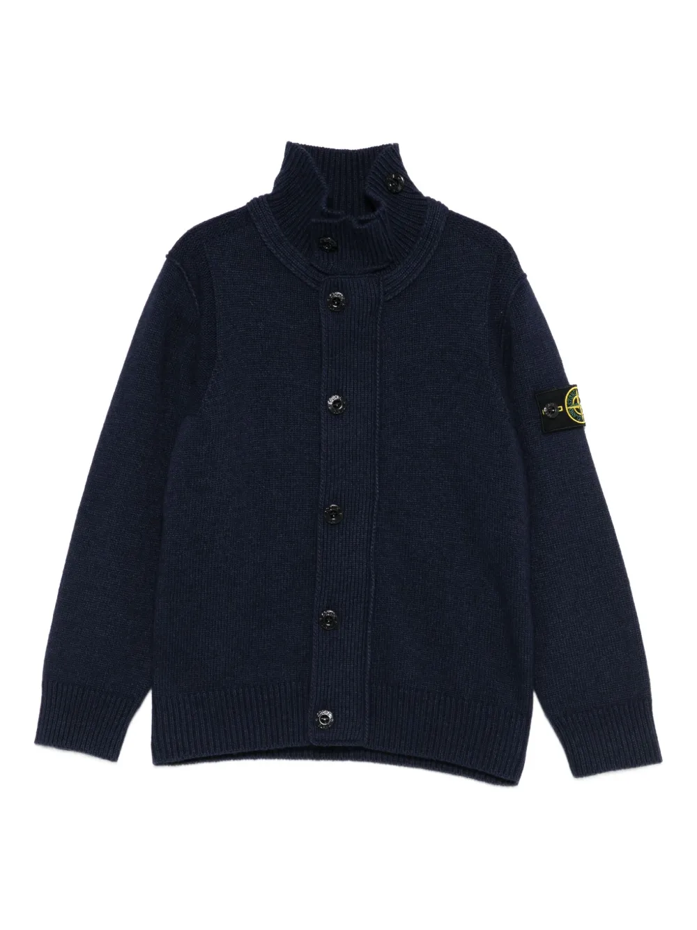 

Кардиган с высоким воротом и застежкой на пуговицы Stone Island Junior, синий