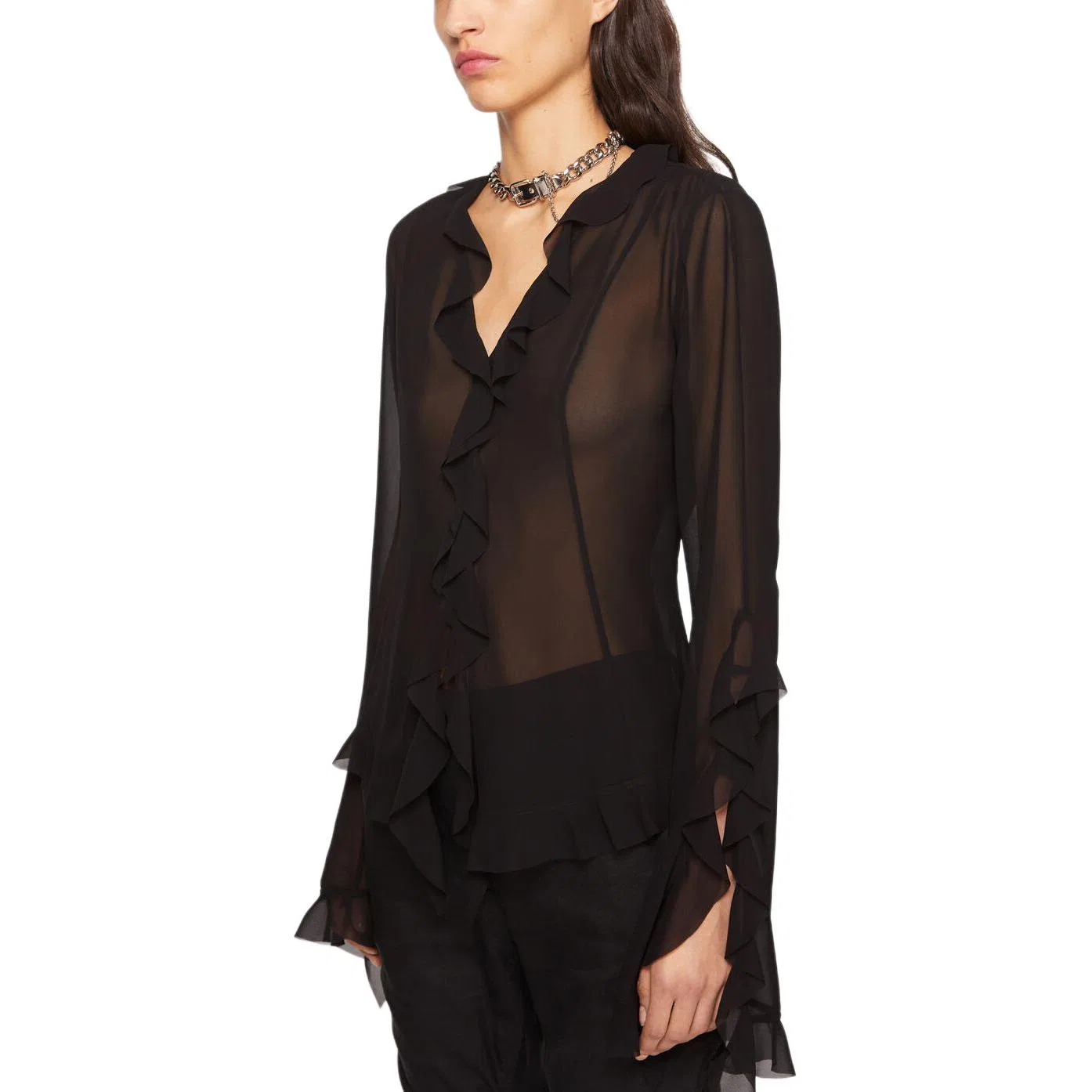 Блуза с оборками Acne Studios Black — фото 4
