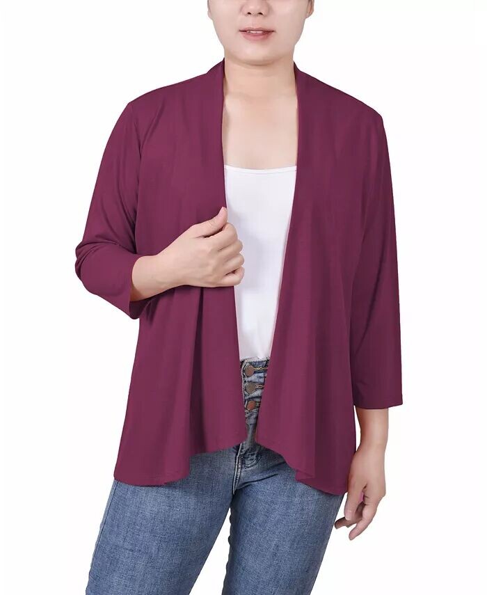

Женский однотонный кардиган с рукавом 3/4 NY Collection, фиолетовый