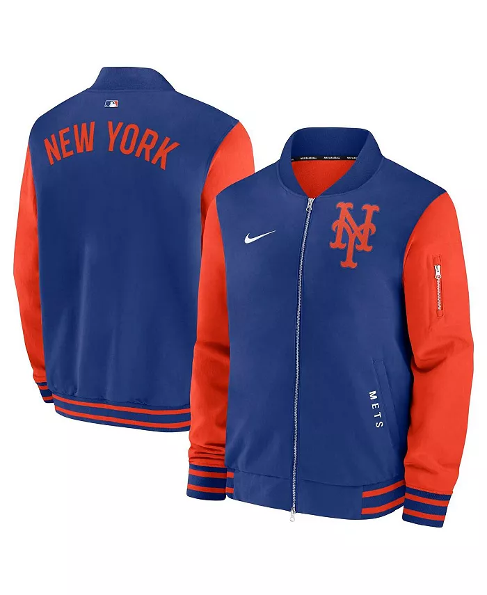 

Мужская бомбер-куртка New York Mets Authentic Collection Dugout с молнией, цвет Royal/Orange Nike