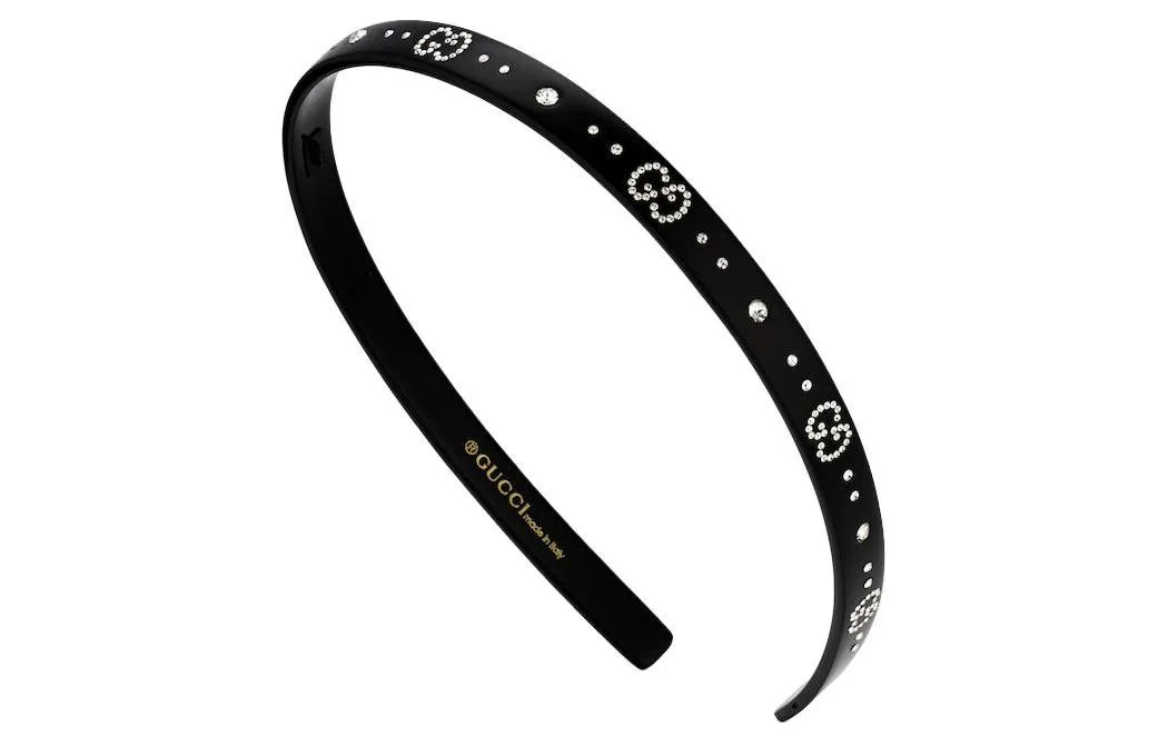 Double G Hairband с кристаллами GUCCI, черный