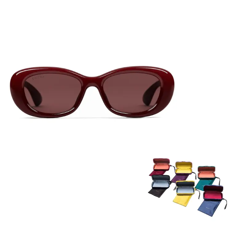 

GUCCI Овальные солнцезащитные очки в рамке, Red