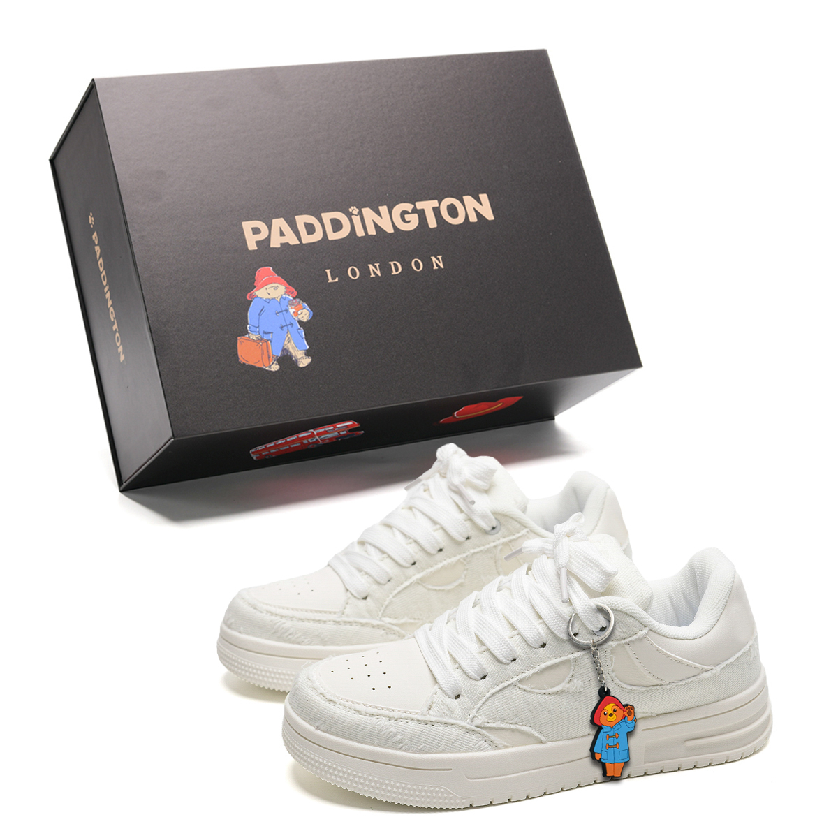 

Paddington Bears Износостойкие и легкие низкие скейтерские кроссовки унисекс бежевые с бесплатным подарком пряжкой с медвежонком Паддингтоном