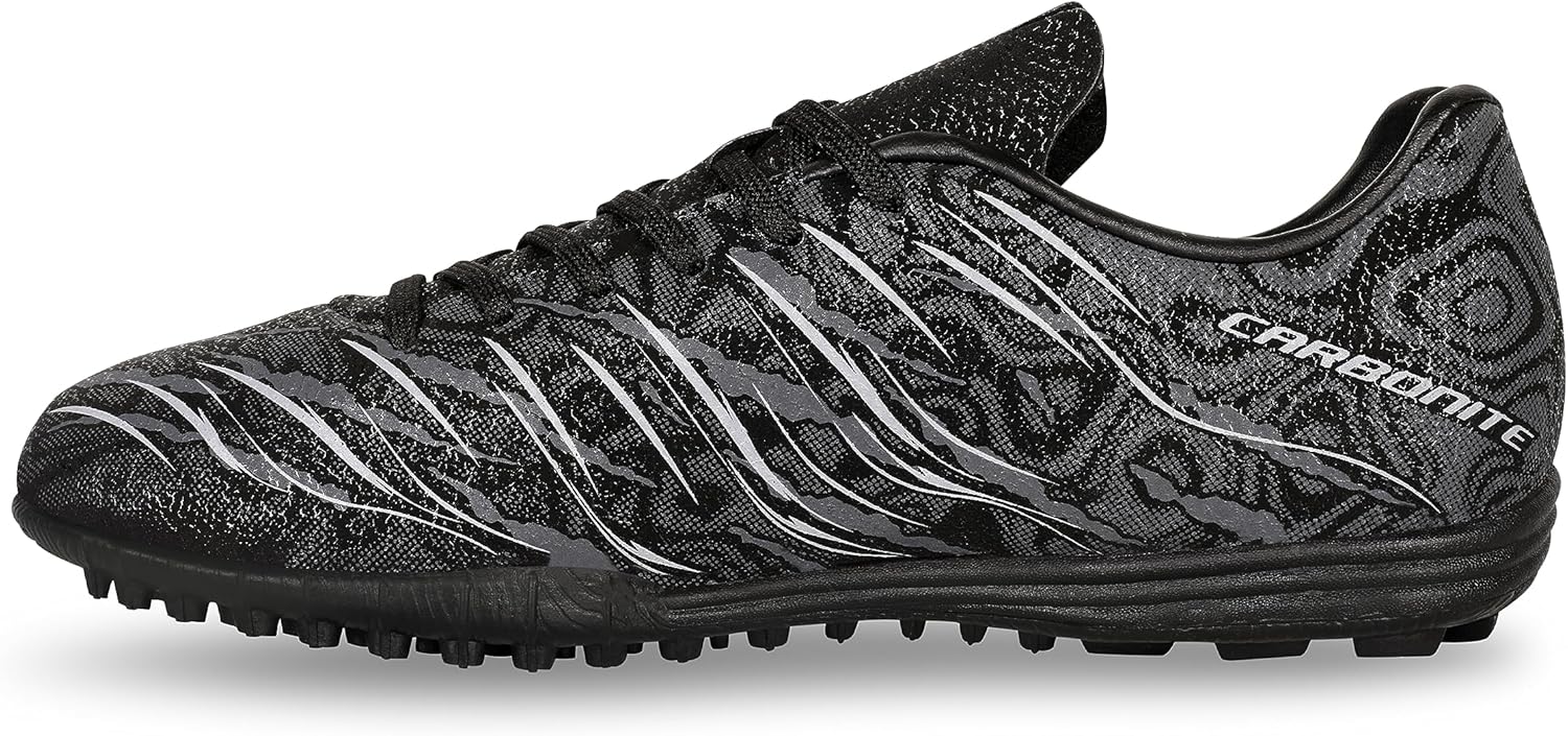 

Бутсы Nivia Carbonite 6.0 для мужчин с резиновыми шипами, верх из ПВХ синтетической кожи / Легкая стелька вырезана по форме / Идеально подходят для твердых поверхностей и искусственного газона, черный