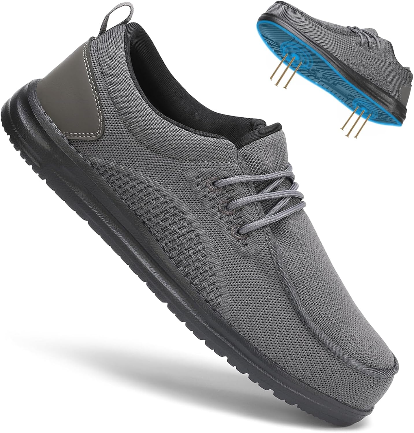 

Мужские слипоны с защищенным стальным носком VikoViren, противоскользящие, проколоустойчивые, неразрушимые, легкие, комфортные строительные кроссовки, серый