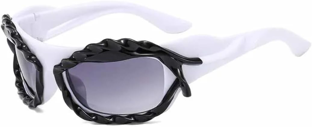 

Модные женские солнцезащитные очки неправильной формы, стильные мужские очки для активного отдыха на природе, для вождения, походов, с защитой от УФ-излучения UV400 TVTBBVV, White Black Gray