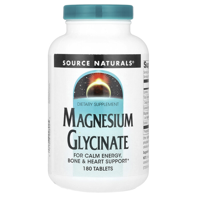 

Source Naturals, Глицинат магния, 180 таблеток