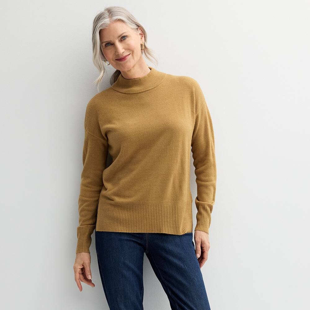 

Женский пуловер с воротником-стойкой Croft & Barrow, цвет Dark Cork Heather