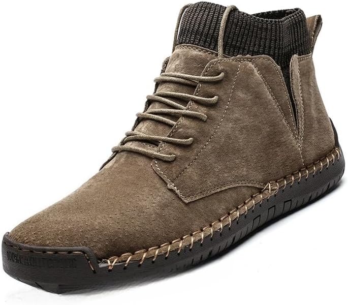 

Мужские винтажные вручную сшитые низкие лоферы на шнуровке, ботинки на шнуровке для торжеств, мотоциклетные и прогулочные ботинки, повседневные кожаные ботинки до щиколотки Hhhchpm, хаки