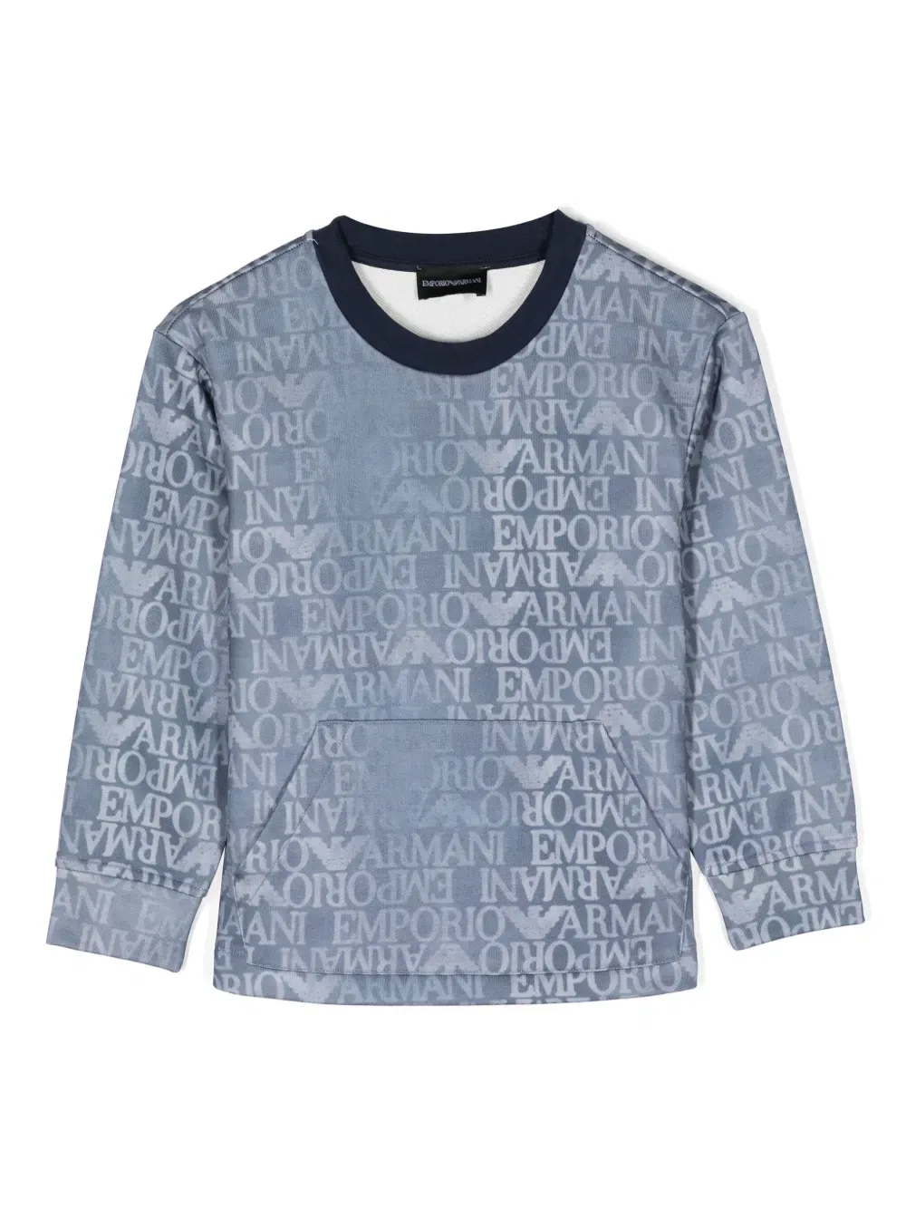 Толстовка из смесовой хлопковой ткани с логотипом Emporio Armani Kids, синий