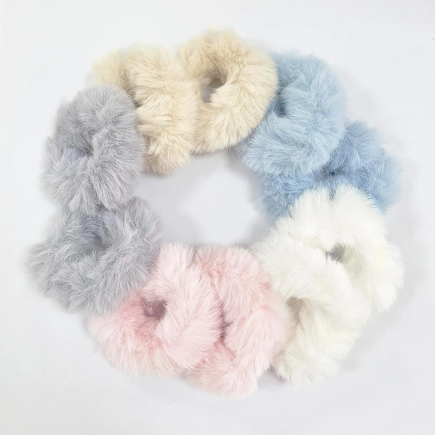 Набор плюшевых резинок для волос, 10 шт. Keyri, White+Pink+Blue+Grey+Khaki