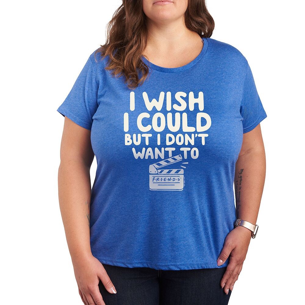 

Футболка Plus Friends I Wish I Could с графическим рисунком Licensed Character, цвет Heather Royal Blue