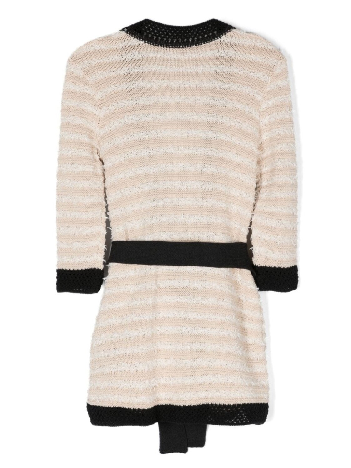 Balmain Kids кардиган в полоску с поясом, нейтральный цвет — фото 2