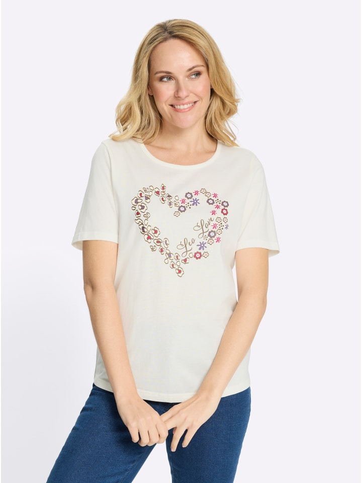 

Рубашка с круглым вырезом с принтом экрю и коричневого цвета Sieh an!