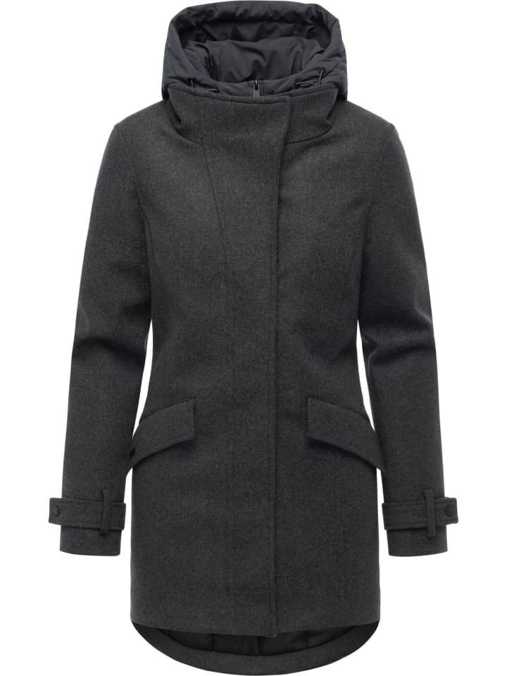 

Зимнее фетровое пальто Petuja YOUMODO темно-серого цвета ragwear