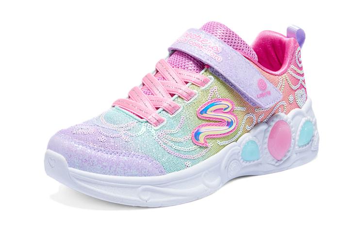 Детские кроссовки Skechers для девочек с амортизацией и дышащим верхом розовые фиолетовые — фото 2