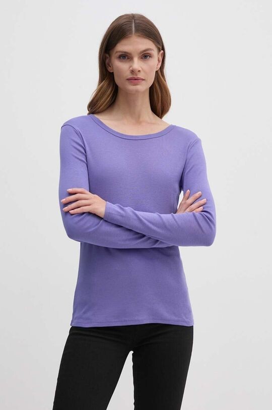 

Хлопковая рубашка с длинным рукавом United Colors of Benetton, фиолетовый