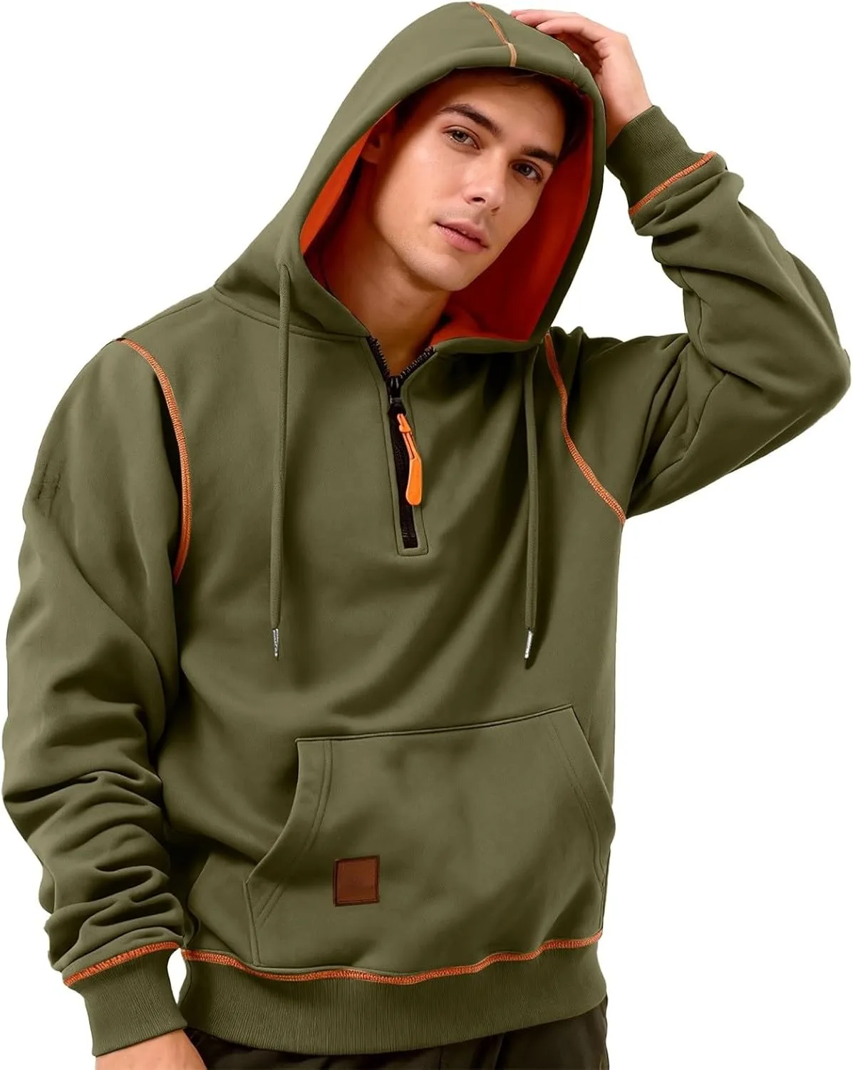 Толстовка с капюшоном для мужчин 2026 1/4 Zip Up с длинным рукавом Plus Size с карманами — фото 4