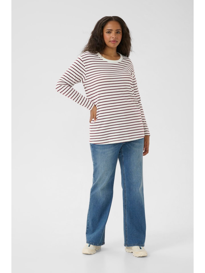 

Рубашка с длинными рукавами KCwinni свободного кроя в цвете Ant. White / Windsor Stripe KAFFE curve