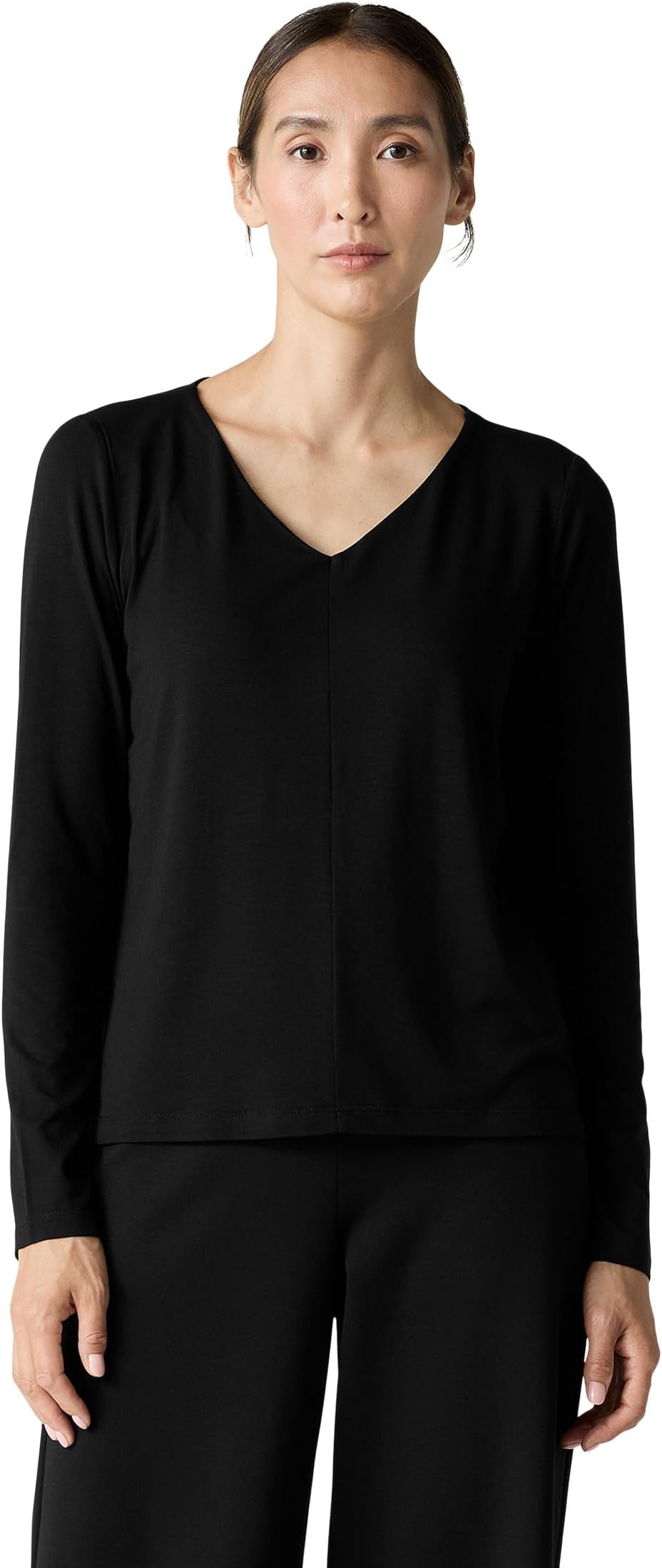 

Топ Eileen Fisher V-Neck Top With Long Sleeve, черный