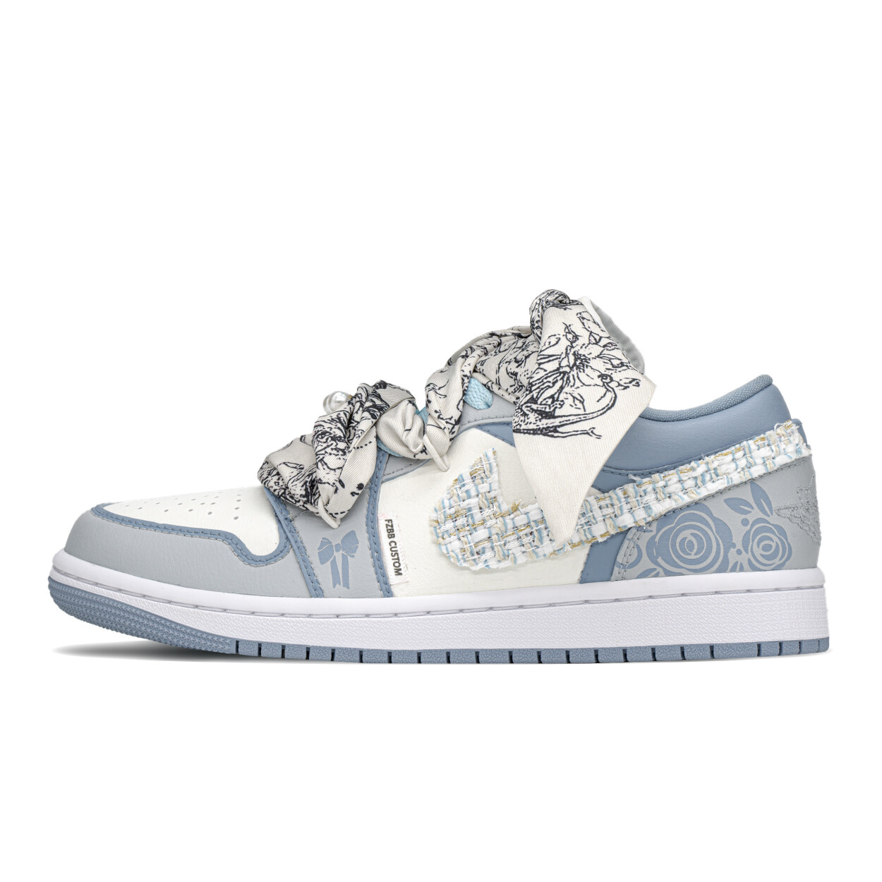 

Кроссовки Air JORDAN 1 Vintage Basketball Shoes Women's Low-Top White Blue, синий/белый