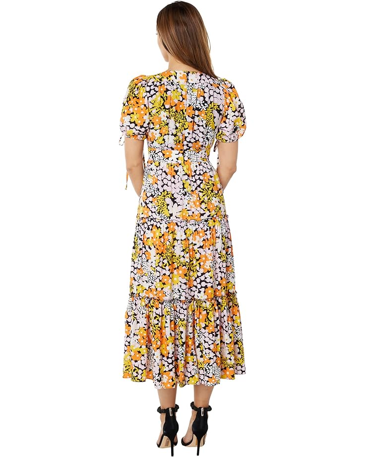 

Платье Ted Baker Safiree Printed Tie-Back Tiered Midi Dress, черный