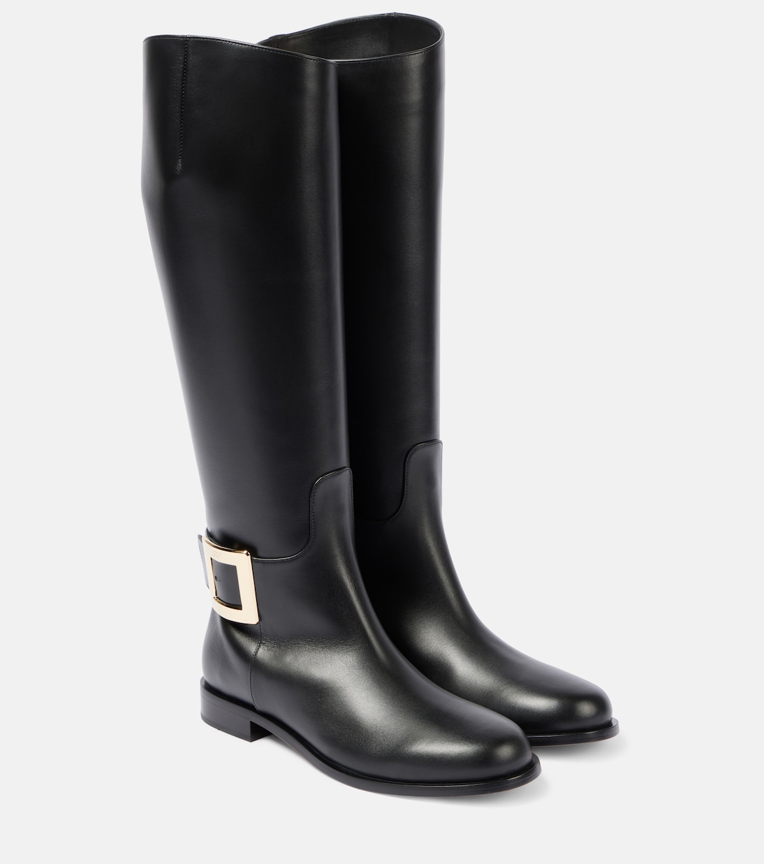 Кожаные сапоги Viv Riding до колена Roger Vivier, Nero