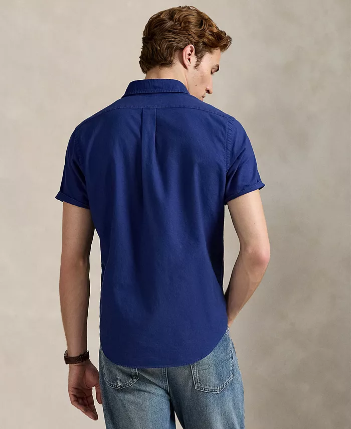 Мужская оксфордская рубашка с предварительной окраской ткани Polo Ralph Lauren, синий — фото 4