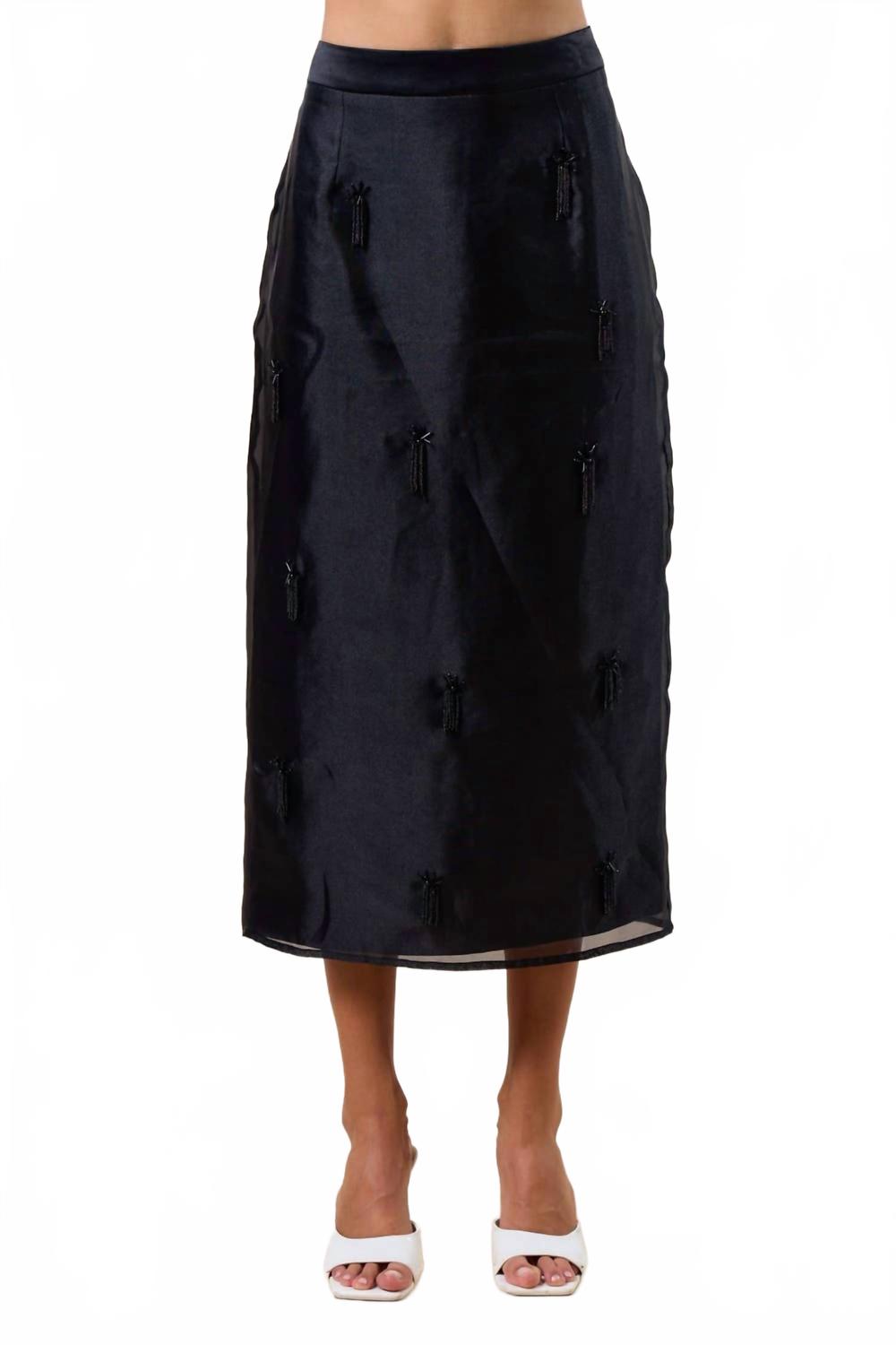 

Lalavon Юбка-миди из шифона с бисером, черная