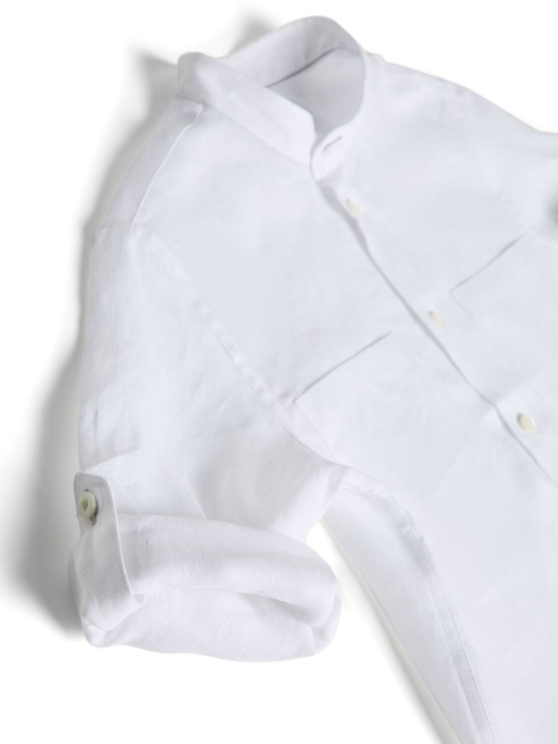Brunello Cucinelli Kids рубашка с воротником-стойкой, белый — фото 3