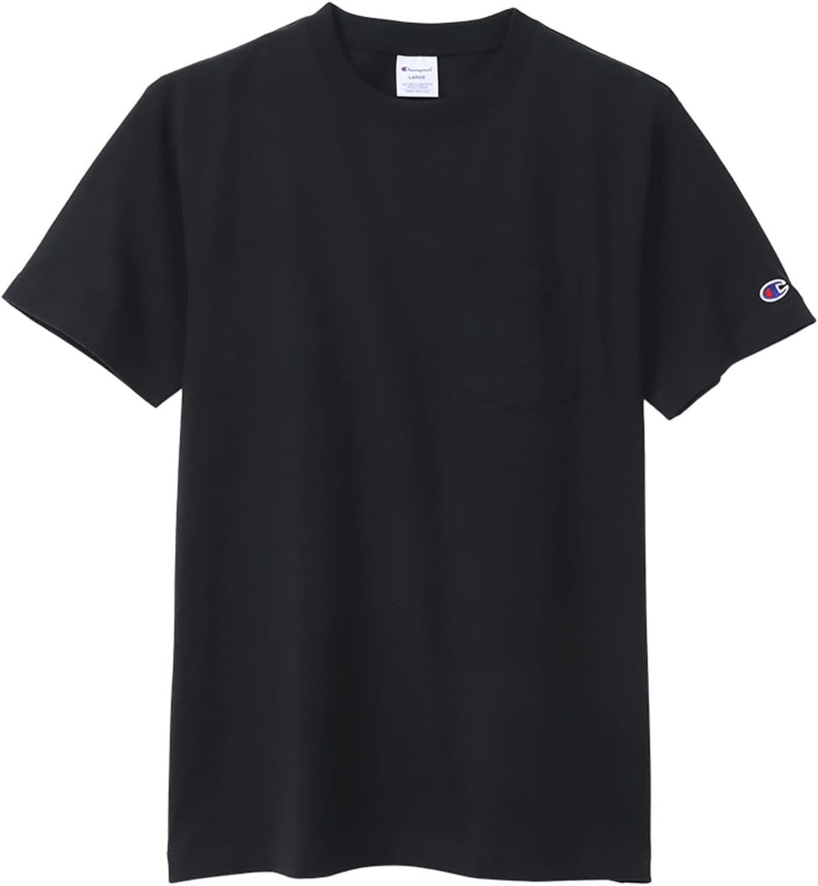 

Футболка Champion с коротким рукавом, круглый вырез, 100% хлопок, США, футболка с коротким рукавом и карманом, черный