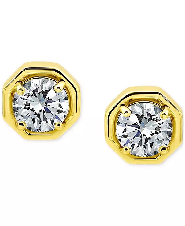 

Крупные восьмиугольные серьги-гвоздики с кубическим цирконием, эксклюзивно в Macy's Giani Bernini, gold