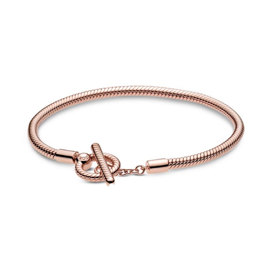 

Браслет Pandora Moments T-Bar Snake Chain, покрытие - розовое золото