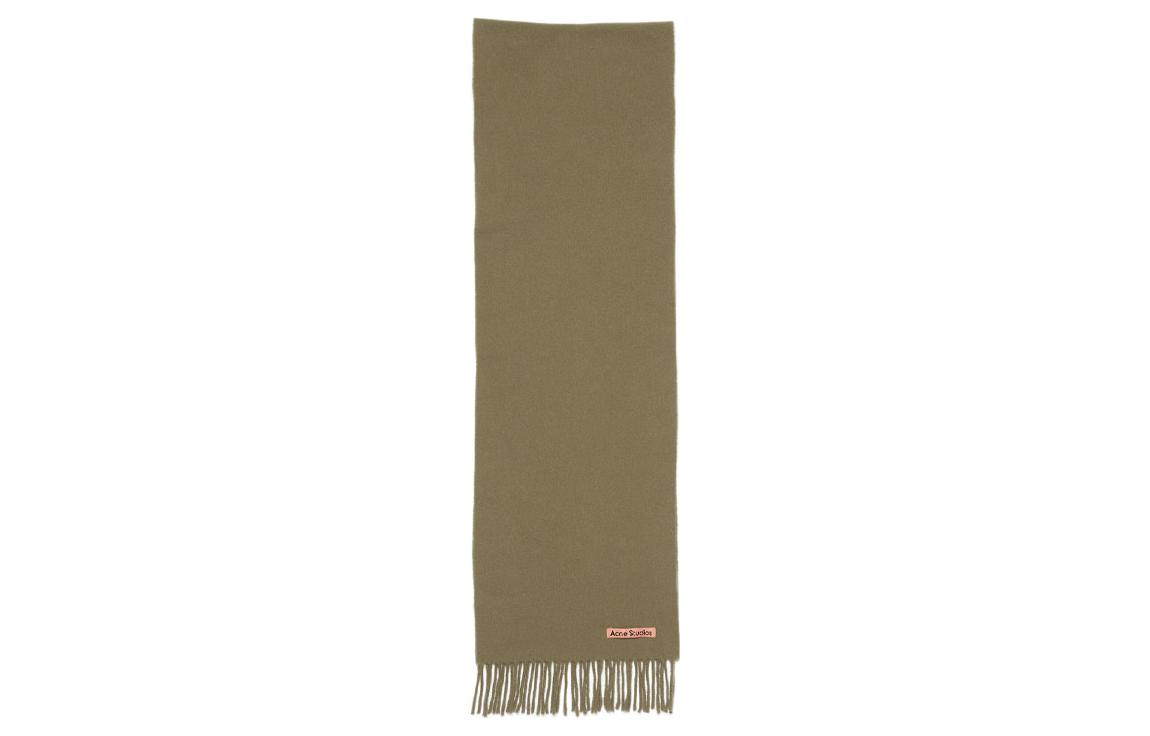 

Acne Studios Шарф с бахромой и нашивкой Logo Patch, Khaki Green