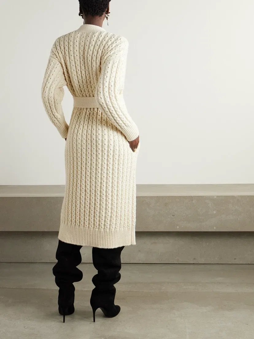Кардиган из шерсти оверсайз Alaïa, белый — фото 4