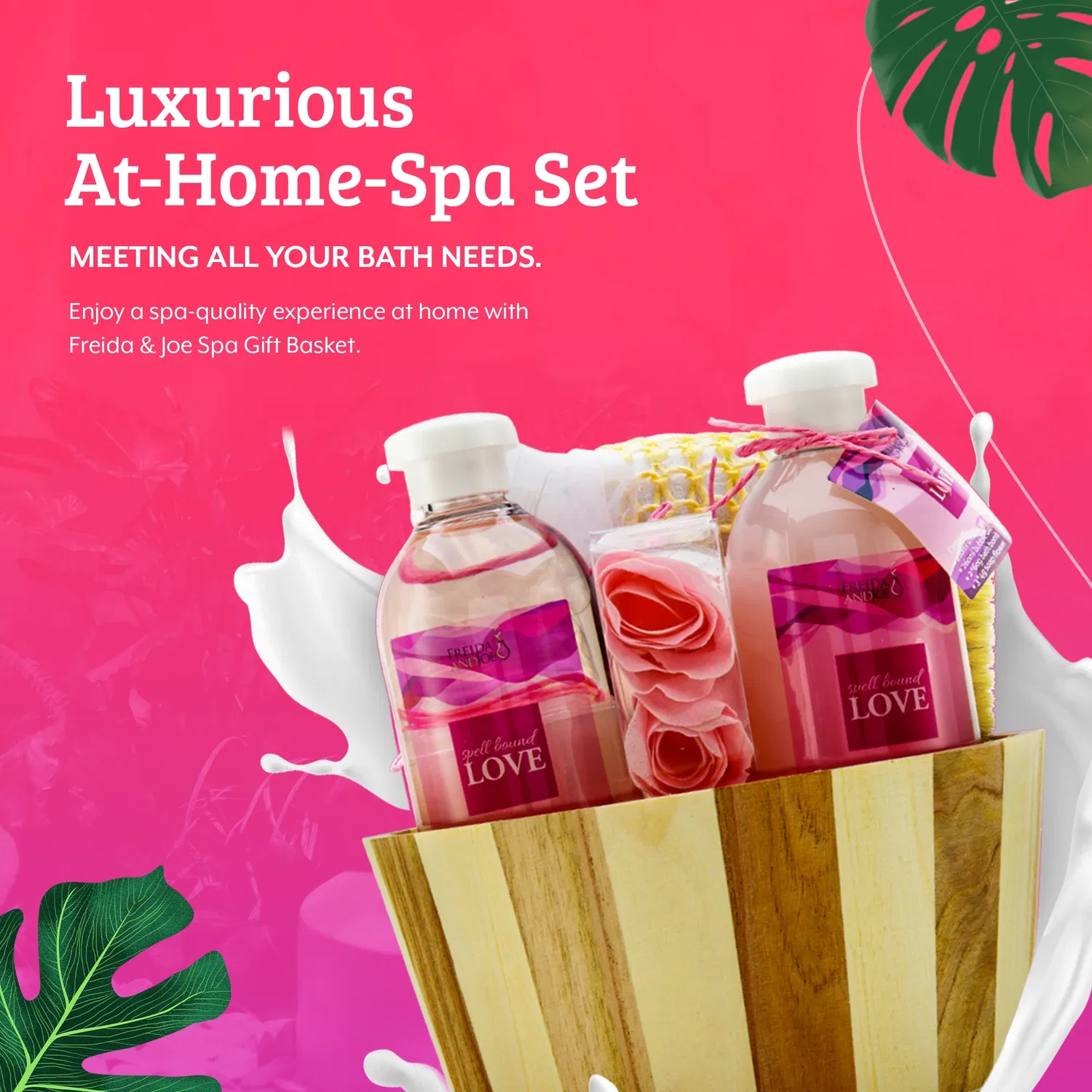 Набор для ухода за кожей Spell Bound Love Spa в винтажной деревянной подарочной корзине Freida and Joe, фиолетовый — фото 3