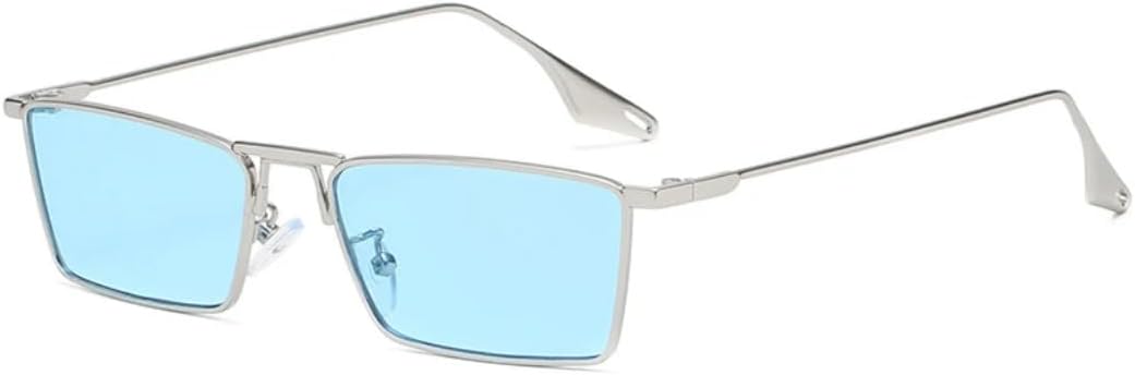 

Солнцезащитные очки с защитой UV400 | Линзы в стиле панк, металлическая оправа | Для женщин и мужчин, для занятий спортом на открытом воздухе и вождения DSVIGF, Silver-blue